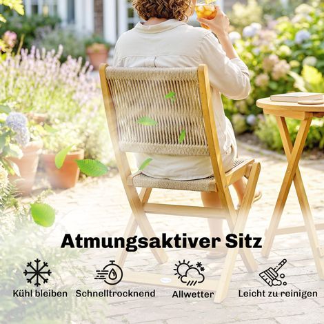 Ensemble de meubles de balcon 3 pièces en polyrotin pliable, avec table et 2 chaises, respirant (1/5)