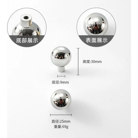(Argent brillant - 1 pièce) Boutons et poignées en laiton massif de style nordique pour tiroirs et commodes - Poignées de meubles en bronze - Poignées créatives et luxueuses pour armoires de cuisine (1/5)