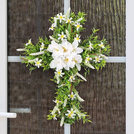 Kranz - Girlande - Frühlingsdekoration - Haustürwanddekoration - Kunstblumen-Holzrahmen - 1 Stück (1/5)