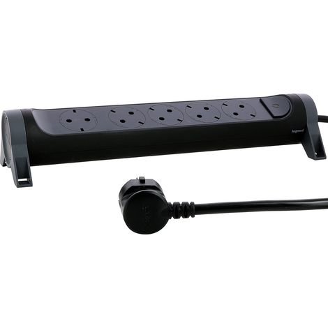 Multiprise rotative, 5 Prises, Montage Mural ou sur Table, Interrupteur Marche/arrêt LED, câble de 1,5 m, Noir/Gris foncé, 694532 (1/5)