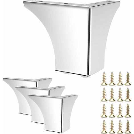[NIEMALS VERWENDET] 4er Set Möbelfüße 100mm Modern Tischbeine mit Schrauben Metall Beine für Sofa Bett Schränke - Chrom