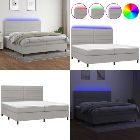 Sommier à lattes de lit et matelas et LED Gris clair 200x200 cm - Sommier Tapissier - Lit Plateforme - Lit Avec Led - Matelas À Ressorts Ensachés - Têted Lit Ajustable - Home & Living (1/5)