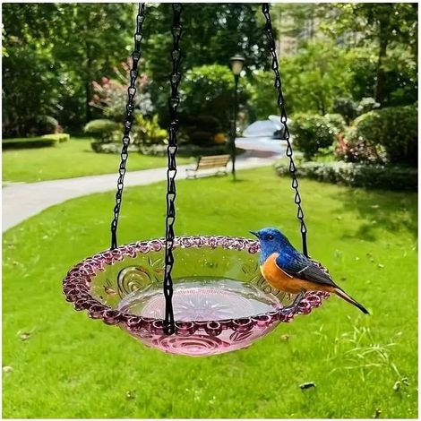 Hanging bird feeder, bird bathing basin, garden bird feeder, decorative hanging tray, suitable for gardens and patios (purple). (1/5)