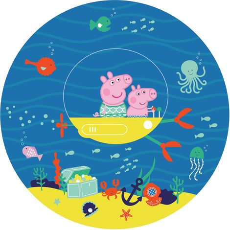 papier peint panoramique rond adhésif Peppa Cochon bleu et jaune - Sanders & Sanders (1/3)