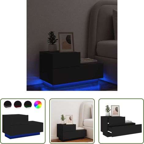 vidaXL LED Licht - Nachttisch mit LED-Leuchten Schwarz 70x36x40,5 cm (1/5)