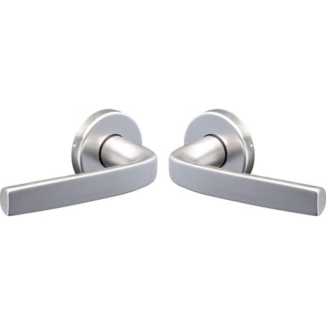 Set de Poignée de Porte sur Rosaces Bec de Cane - pour Porte Cuisine, Salon - Rosaces Ø 52 mm non fournies - Matériau Aluminium Résistant - Finition Argent (1/5)
