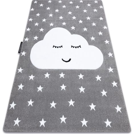 Kinderteppich PETIT CLOUD WOLKEN STERNE grau grey 120x170 cm