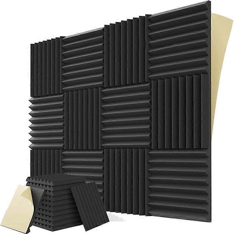 Lot de 12 panneaux en mousse insonorisante auto-adhésifs, noirs. (1/5)