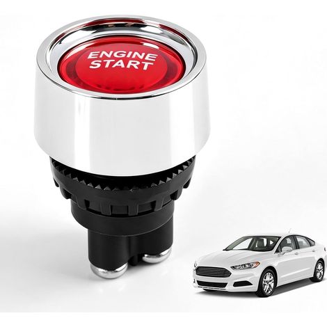 Bouton de démarrage universel 12V-24V/50A, SPST interrupteur d’allumage momentané avec LED rouge, Bouton de Démarrage du Moteur, pour voiture, Camion, installation simple et durable (1/5)