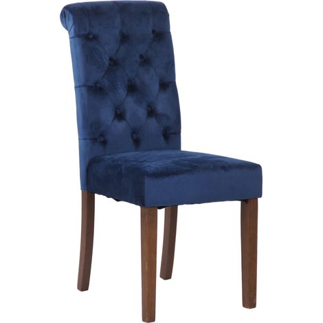Sedia da cucina Lisburn design Chesterfield blu Velluto (1/5)