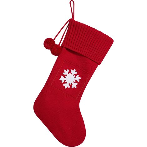 Chaussette De Noël - Tricotée En Fibre De Polyester - Pour Cheminée Arbre De Noël - 27 X 42 Cm - 1 Pièce (1/5)