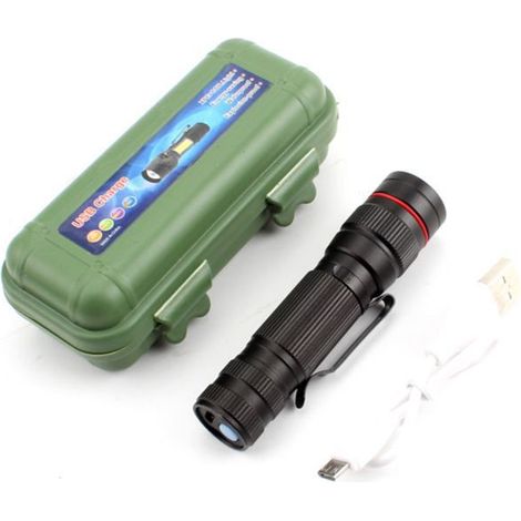 Lot de 2 Lampes de Poche LED Rechargeable Tactiques Lampe Torches Ultra Puissante par USB Avec Résistante à L'eau 3 Modes Flashlight pour Camping, Randonnée, Pêche [Classe énergétique A] (1/4)