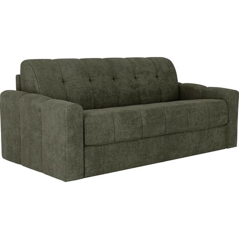 Divano letto 3 posti a ribalta Posto letto 140 cm con doghe larghe Materasso 22 cm memory foam in Tessuto testurizzato Verde kaki DARIELO (1/5)