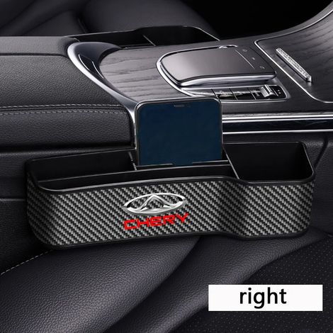 (à droite) Organisateur de rangement en fibre de carbone pour l'espace entre les sièges de voiture, avec chargeur sans fil, pour Chery Tiggo 7 8 Arrizo 5 pro gx 5x eQ7 Pro 2020. (1/5)