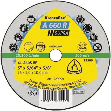 Disque a tronconner 76x1x10 Klingspor
