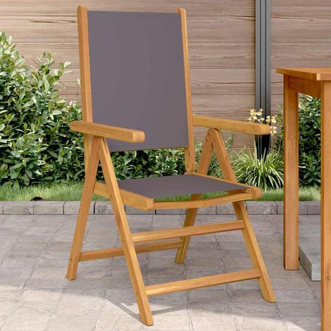 vidaXL Sillas plegables (2 unidades) color antracita, madera maciza de acacia y tela. (1/5)