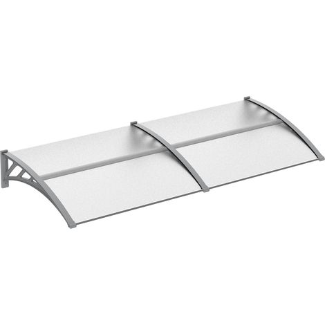 Outsunny Front Door Canopy Outdoor Awning Aluminium Rigid Plastic Polycarbonate Rain Shelter UV Water Rain Resistant 196 x 75cm Clear