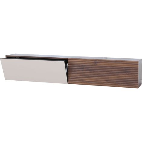 [NON UTILIZZATO] Mobile TV da parete HHG-024, mobile salotto pensile, struttura 3D, MDF melaminico, 30x160x30 cm, color noce (1/5)