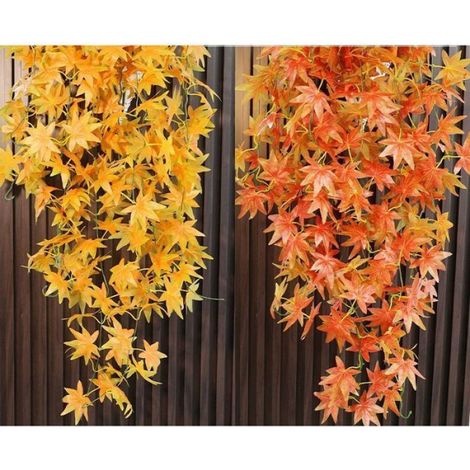 Bouquets artificiels décoratifs - - Lot de 2 - 100 cm - Jaune et orange - Plastique durable - Sans entretien (1/2)