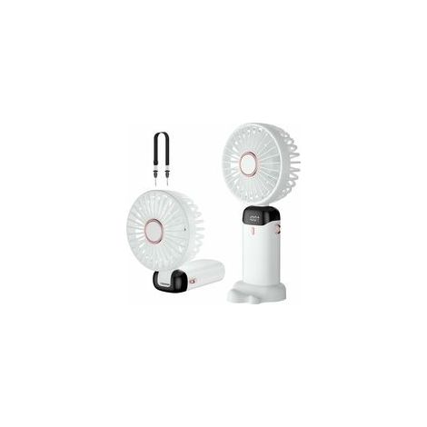 Mini ventilateur portable rechargeable USB 5 vitesses, batterie 4200 mAh, pliable, bureau, extérieur, blanc –
