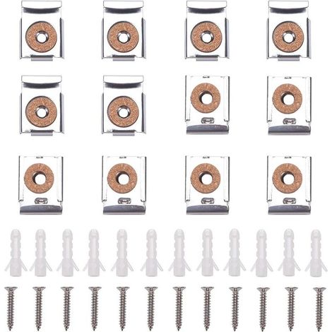 12 Pièces Ensembles Clips de Suspension à Miroir à Ressort, Fixations de Miroir avec des Fiches et des Vis, pour suspensions de Fixation de Miroir (1/5)