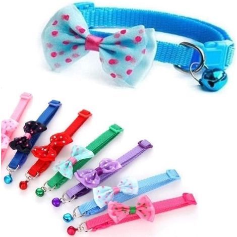 Store Collar for Small Dog Puppy Cat Kitten Bow Tie Decoration Nylon with Bell Adjustable Quick Release Clip [n1910] (1/4)