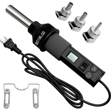 Pistola de aire caliente, potencia de 450 W, voltaje de 220 V CA, control de temperatura ajustable, pantalla digital LCD, corriente de 2,5 A. (1/5)