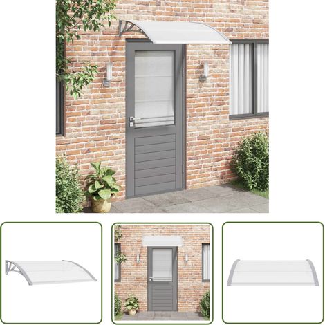The Living Store Auvent de porte Gris 120 x 100 cm PC - Auvent De Porte - Abri De Porte - Protection Contre La Pluie - Store Extérieur - Protection Solaire (1/5)