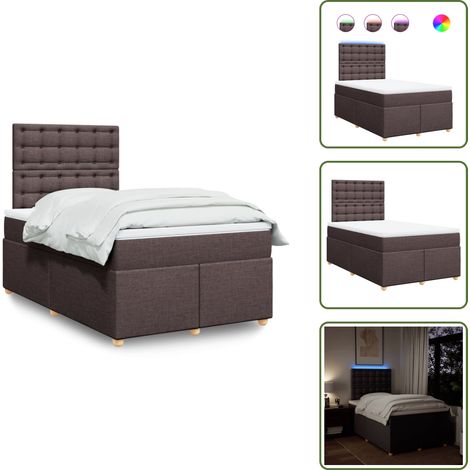 Sommier à lattes de lit et matelas marron foncé 120x190cm tissu - Sommier À Lattes De Lit - Sommiers À Lattes De Lit - Lit - Meuble De Chambre À Coucher (1/5)