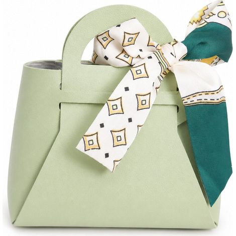Bonturi Casa BORSETTA Bomboniera 10x5xH11 Cm MINI FOULARD Portaconfetti L. GREEN1 Pz (1/2)