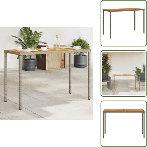 Table de jardin avec dessus en bois d'acacia gris 115x54x74 cm - Table De Jardin - Table Extérieure - Mobilier De Jardin - Table Acacia - Table Résistante Aux Intempéries (1/5)