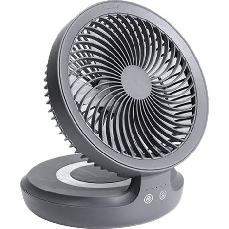 Ventilateur USB gris, ventilateur de bureau avec batterie 4000 mAh, silencieux, 4 vitesses, oscillation à 120°, ventilateur portable pour bureau (1/5)
