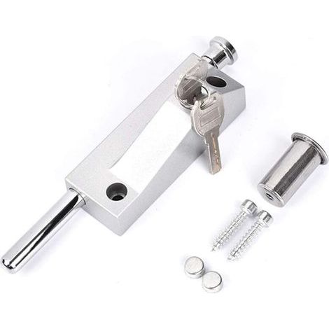 (Argent mat) Boulons de serrure de porte en acier inoxydable Verrou de sécurité pour utilisation interne externe Types de portes, y compris vis et 2 clés pour chambre à coucher, abri de jardin, garage (1/5)