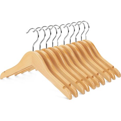Cintre En Bois Loti - Pour Enfants - Avec Encoches Et Crochet Chromé Anti-Rouille - Lot De 10 (1/5)