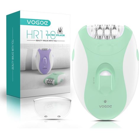 Epilateur Electrique Femme avec 21 Pinces et Lumière LED, HR110 Pour Bras Jambes Visage Lèvres et le maillot, 2 Vitesses Epilateur Sans Fil, Epilateur Rechargeable et portable, Vert clair (1/5)