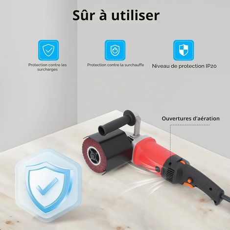 Ponceuse, satineuse 1580 W avec protection contre les surcharges, ponceuse à brosse pour rénover des surfaces de toutes sortes, vitesse de rotation variable (1/5)