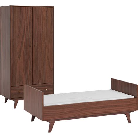 Mitwachsendes Babybett 70x140 und Schrank 2 Türen 1 Schublade Vox Mid - Holz