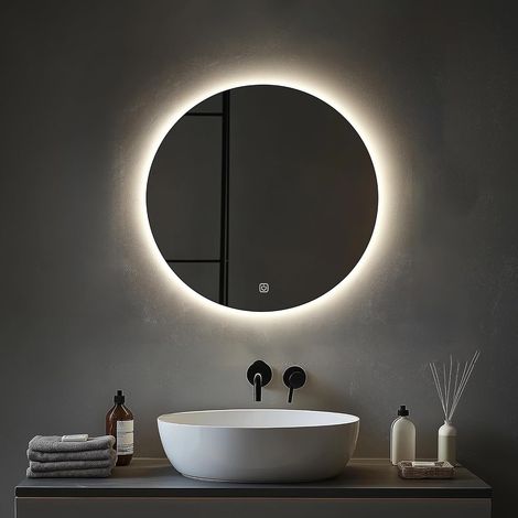 Miroir Salle de Bain avec Eclairage, 60cm Rond (1/5)