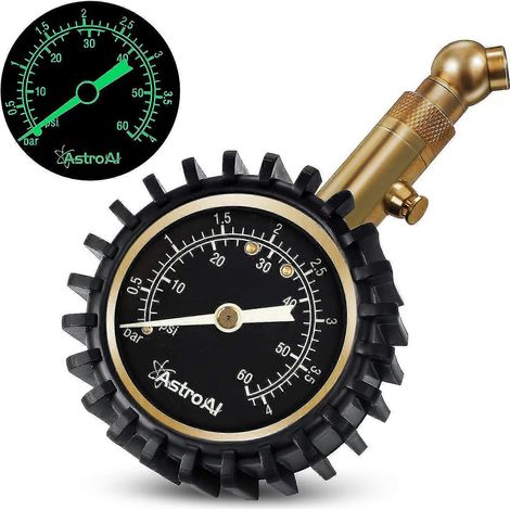 Manomètre de pression des pneus, 60 psi, portable, mécanique, robuste, pour voiture, camion, moto et vélo, avec cadran lumineux (1/5)