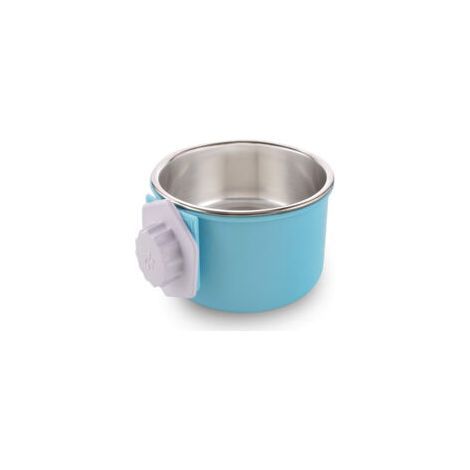 Gamelle suspendue pour chien en acier inoxydable, modèle rond amovible, taille L bleue (1/5)
