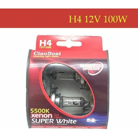 TRADE SHOP - Coppia Lampadine Lampade Auto Moto Xenon H4 12v 100 Watt 5500k C-6282 -
