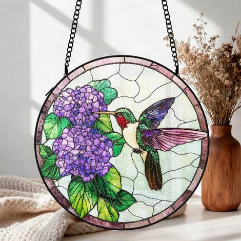 Vitrail colibri attrape-soleil 16 cm décoration suspendue fenêtre cadeau grand-mère (1/5)