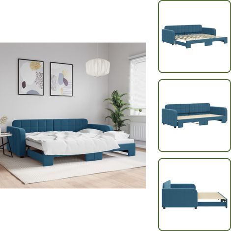 vidaXL Tagesbett Ausziehbar Blau 90x200 cm Samt (1/5)