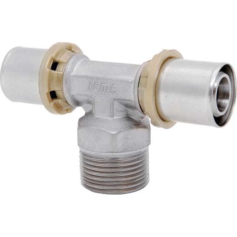 "TEE MASCHIO A PRESSARE PER TUBO MULTISTRATO ICMA Ø20 x 3/4"""" x Ø20"