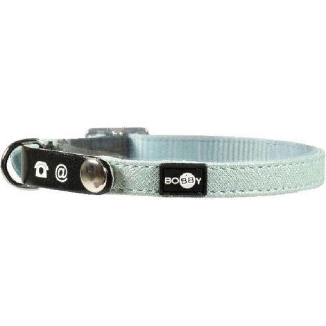 Collare azzurro in nylon glitterato con linguetta per indirizzo modello Glitter per gatti