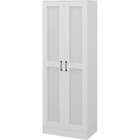 Armoire 2 portes 5 étagères meuble rangement 60x36,5x175 cm