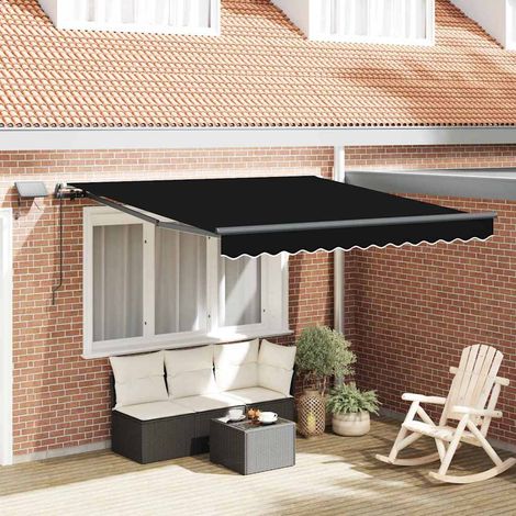 Retractable Awning Black 350 x 250 cm Fabric and Aluminium vidaXL (1/5)