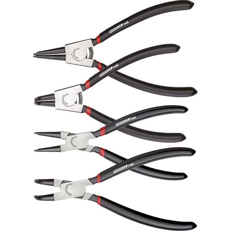 Pince Gedore rouge pour circlips, série droite + fil 90° 4pcs