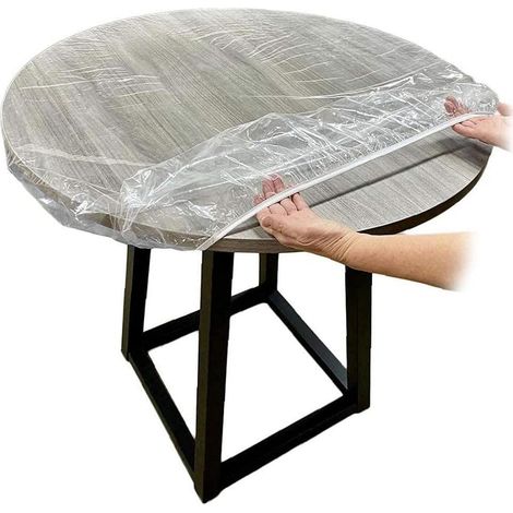 Runde, passgenaue Tischdecke, transparente Tischdecke mit elastischen Kanten, wasserdicht und reinigbar, langlebig für Küche, Terrasse und Esszimmer, 95–110 cm