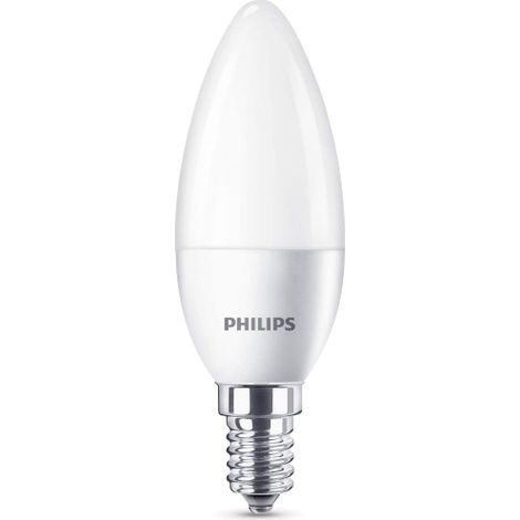 Philips 929001157430 Lampadina LED Smerigliata a Candela, Plastica, 4W Equivalenti a 25W, E14, Bianco [Classe di efficienza energetica A+] (1/3)